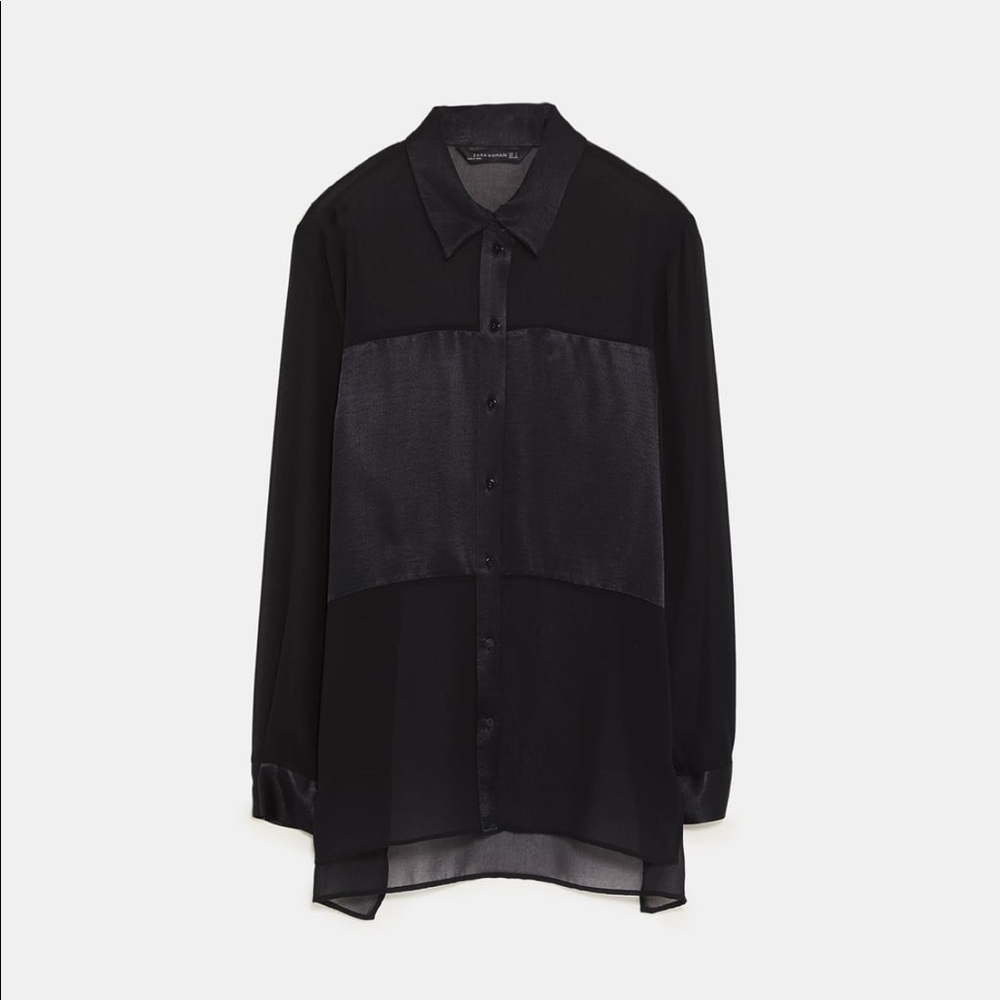 Zara black satin blouse